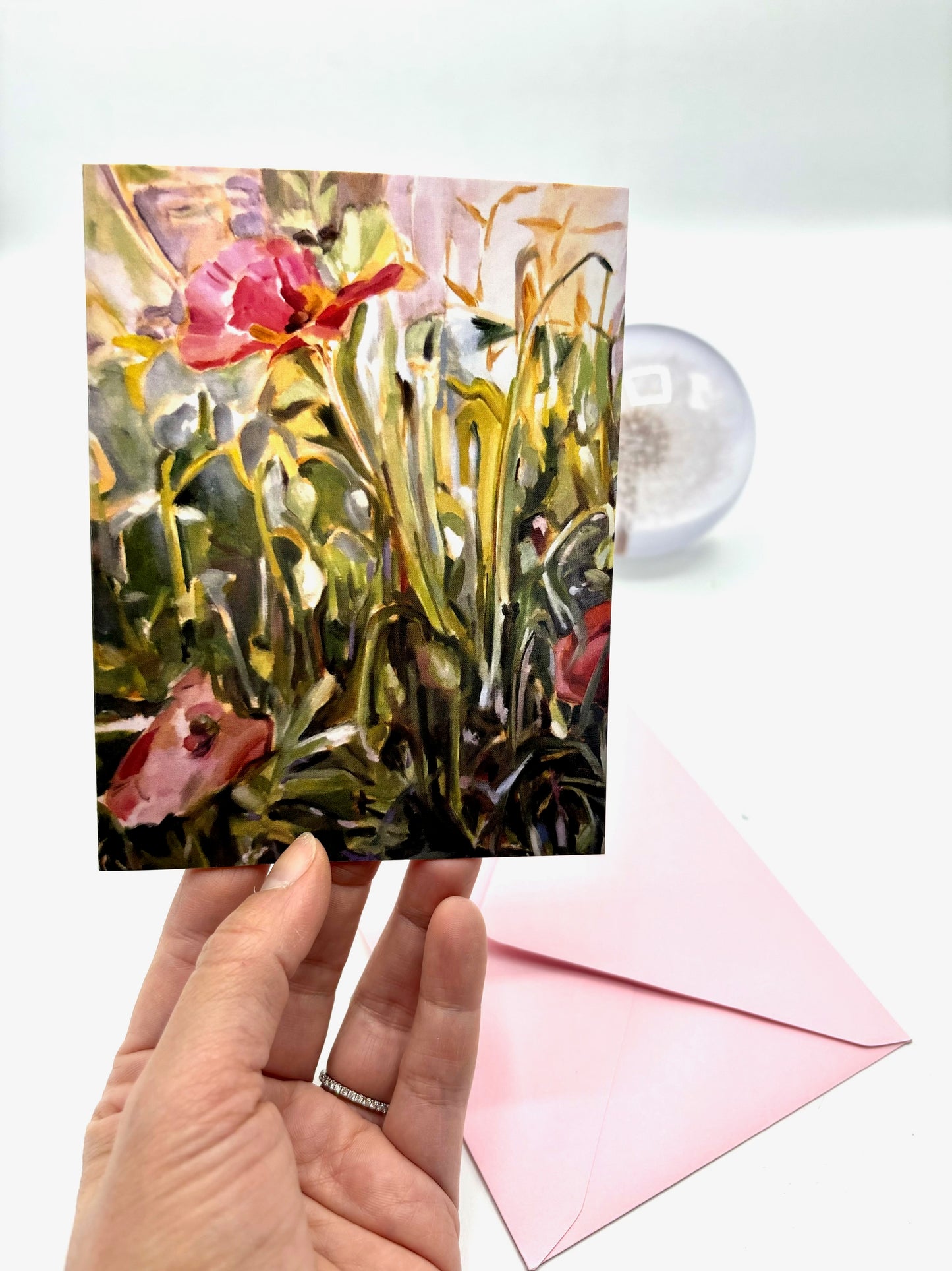 One Greeting Card- Pink Poppy