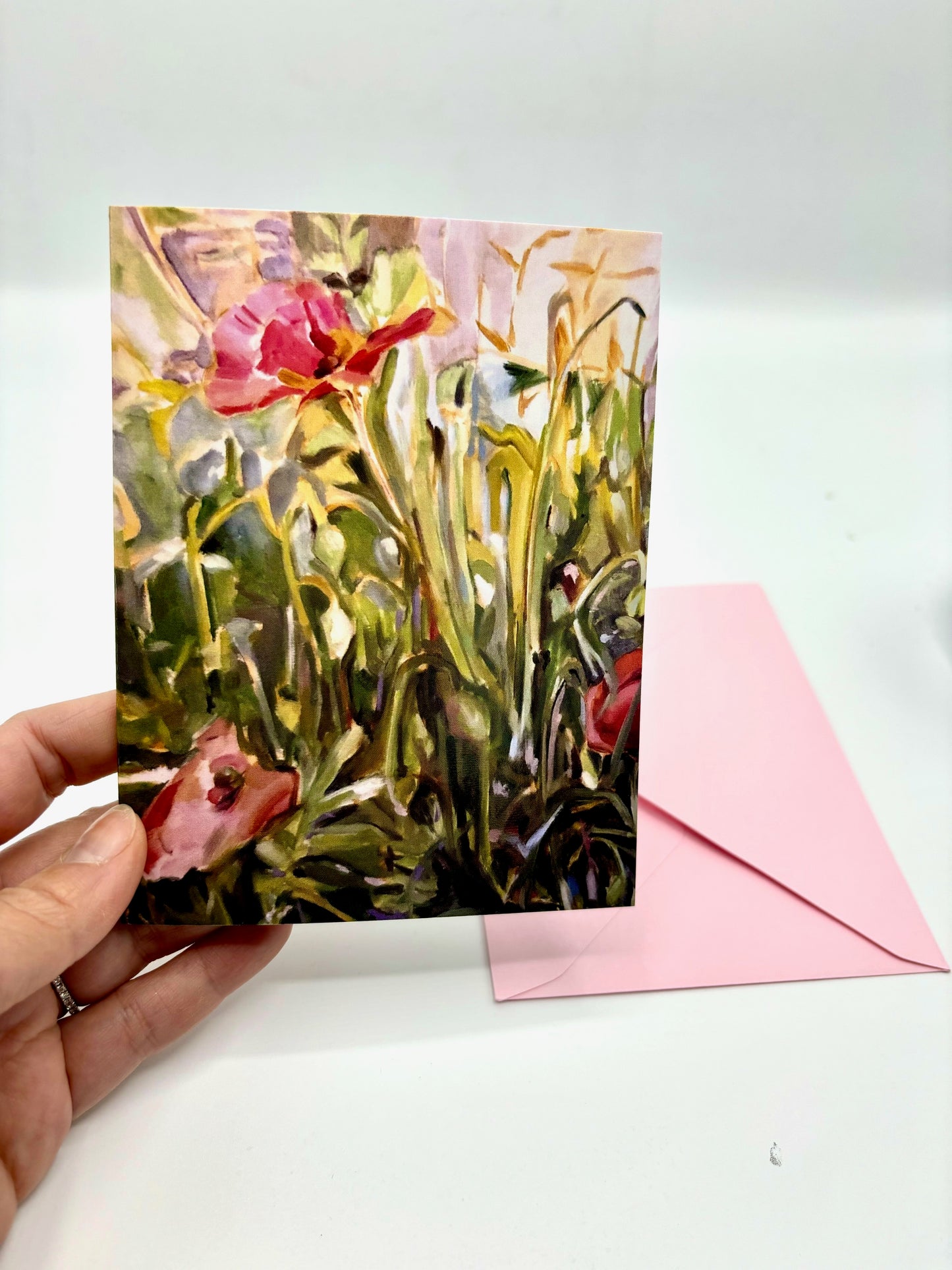 One Greeting Card- Pink Poppy