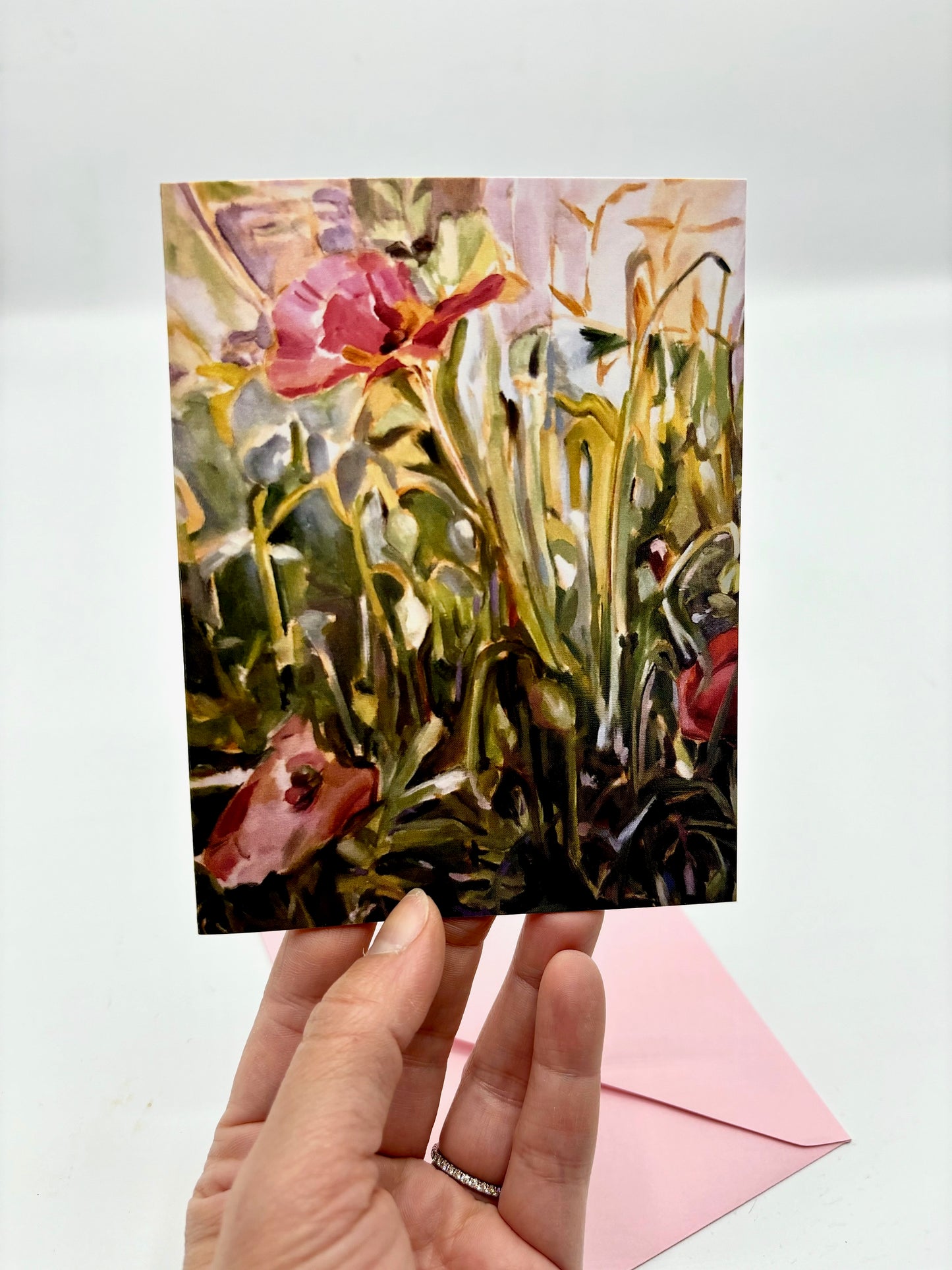 One Greeting Card- Pink Poppy