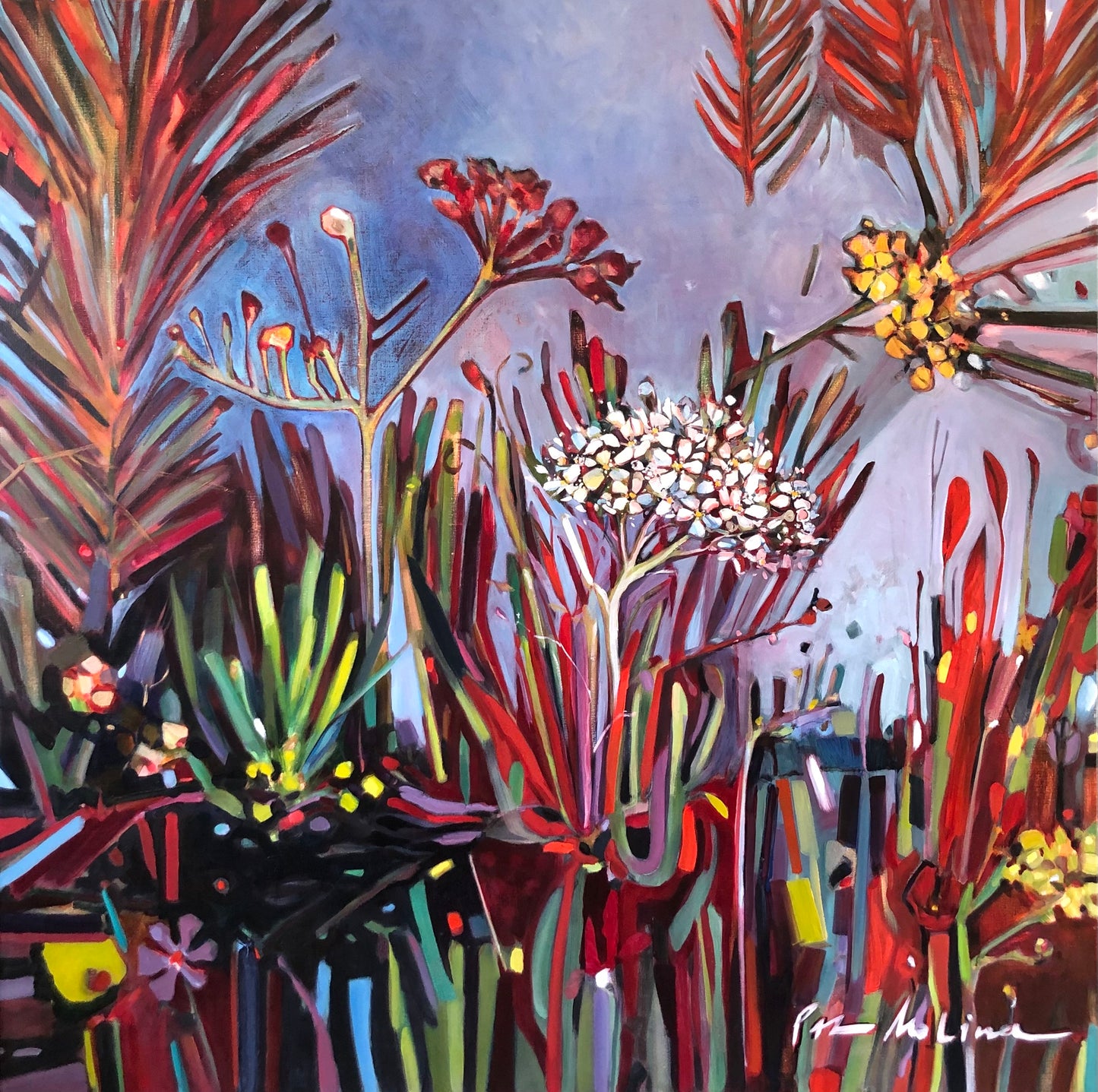 Grand Vibrant Floral Painting. Thick, Colorful Brushstrokes that burst open.