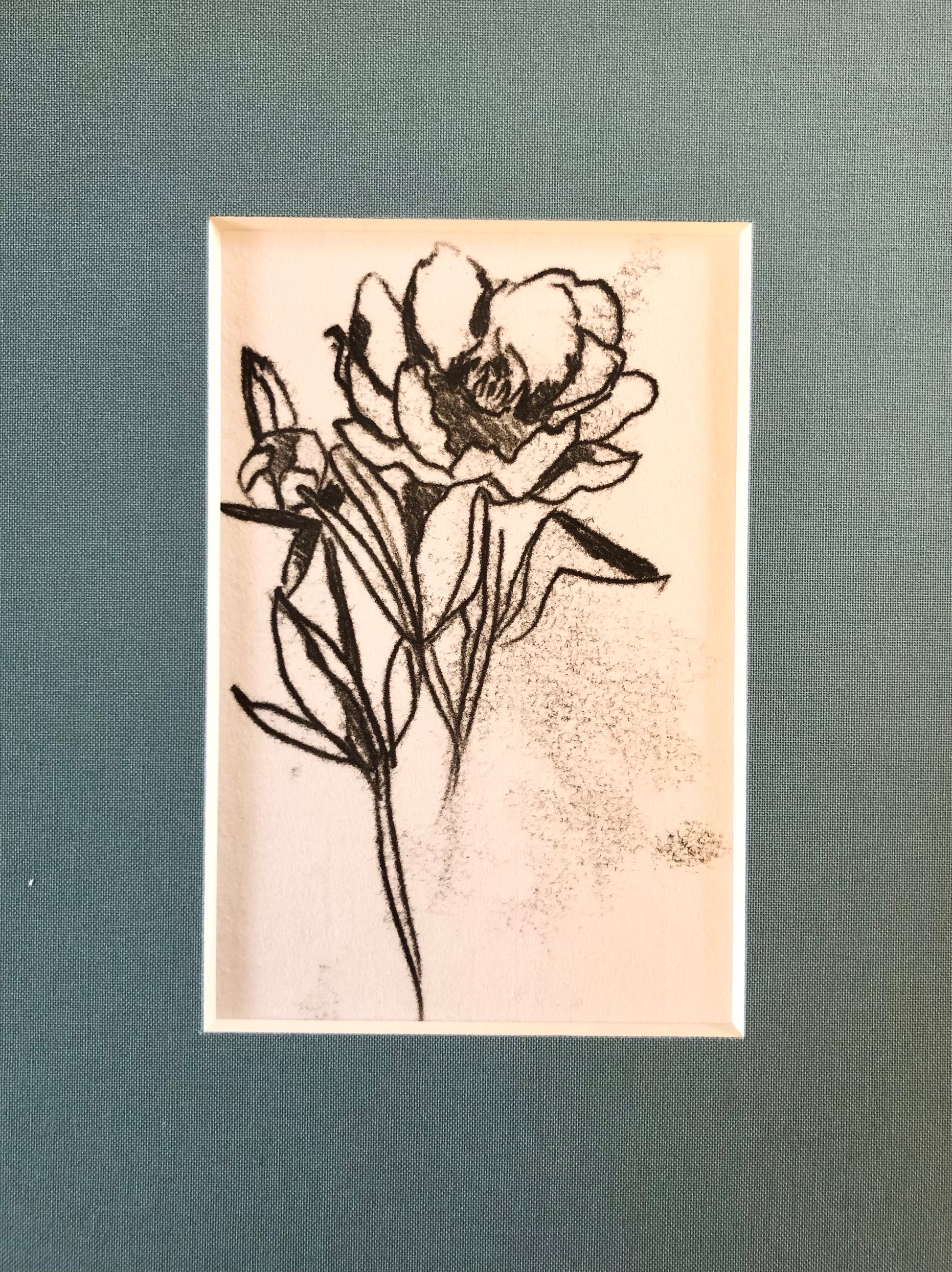 Open Peony Floral Monoprint