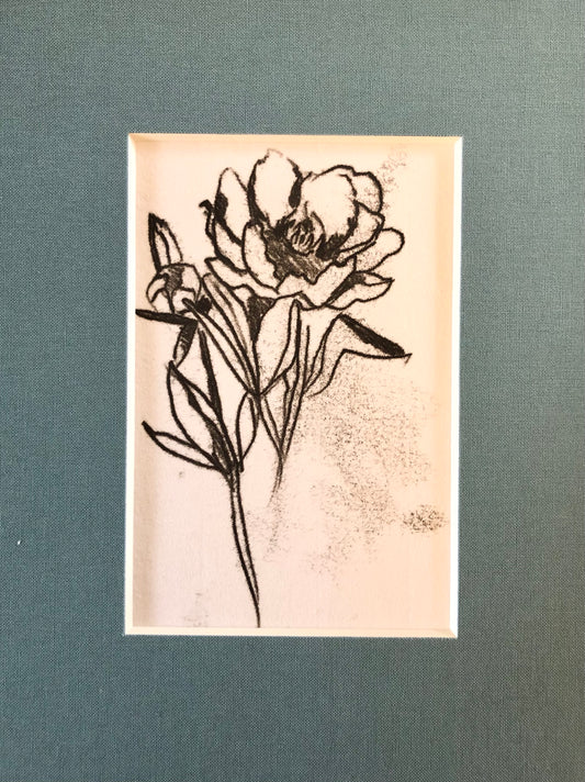 Open Peony Floral Monoprint