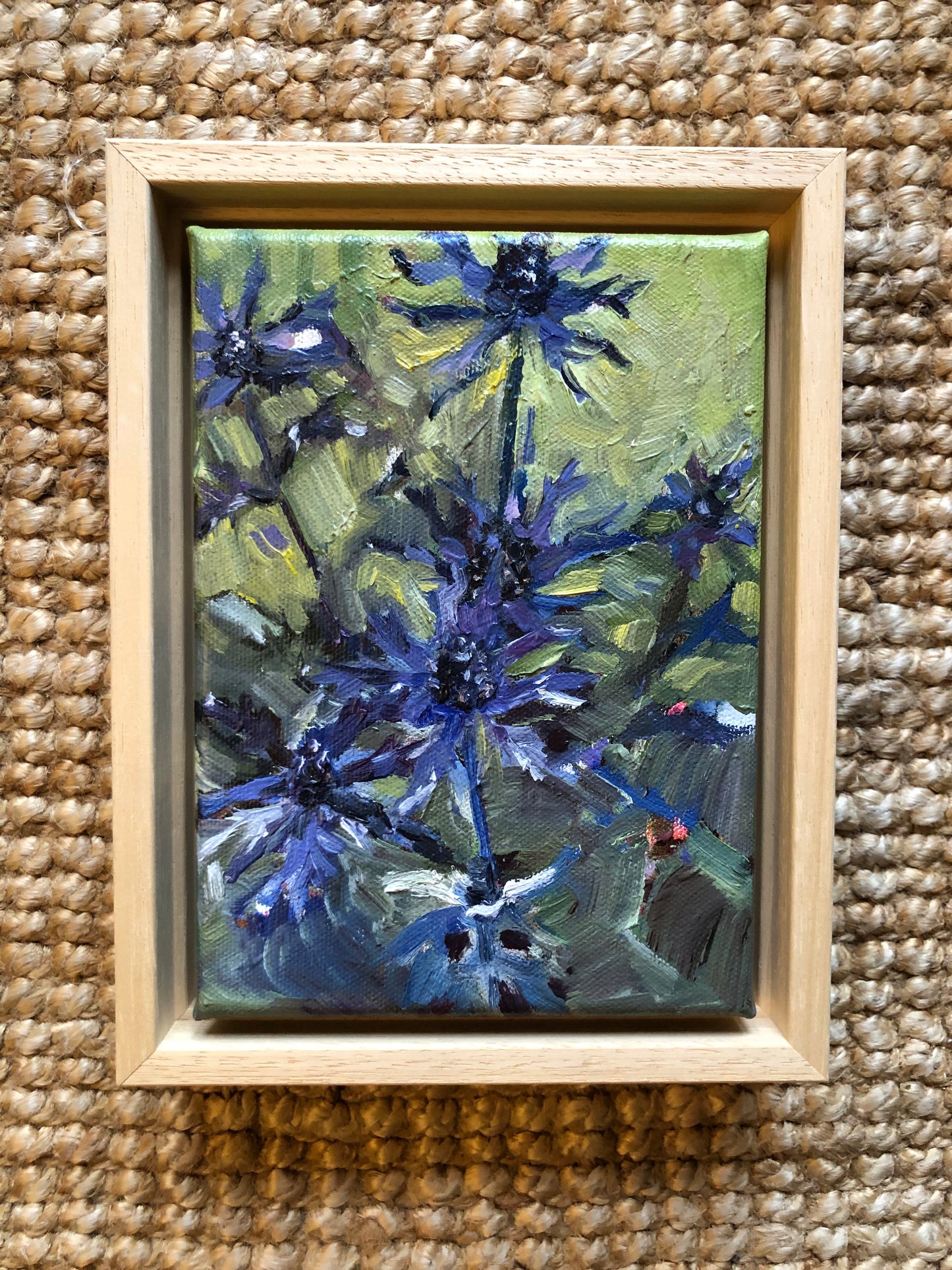 Blue Thistles framed