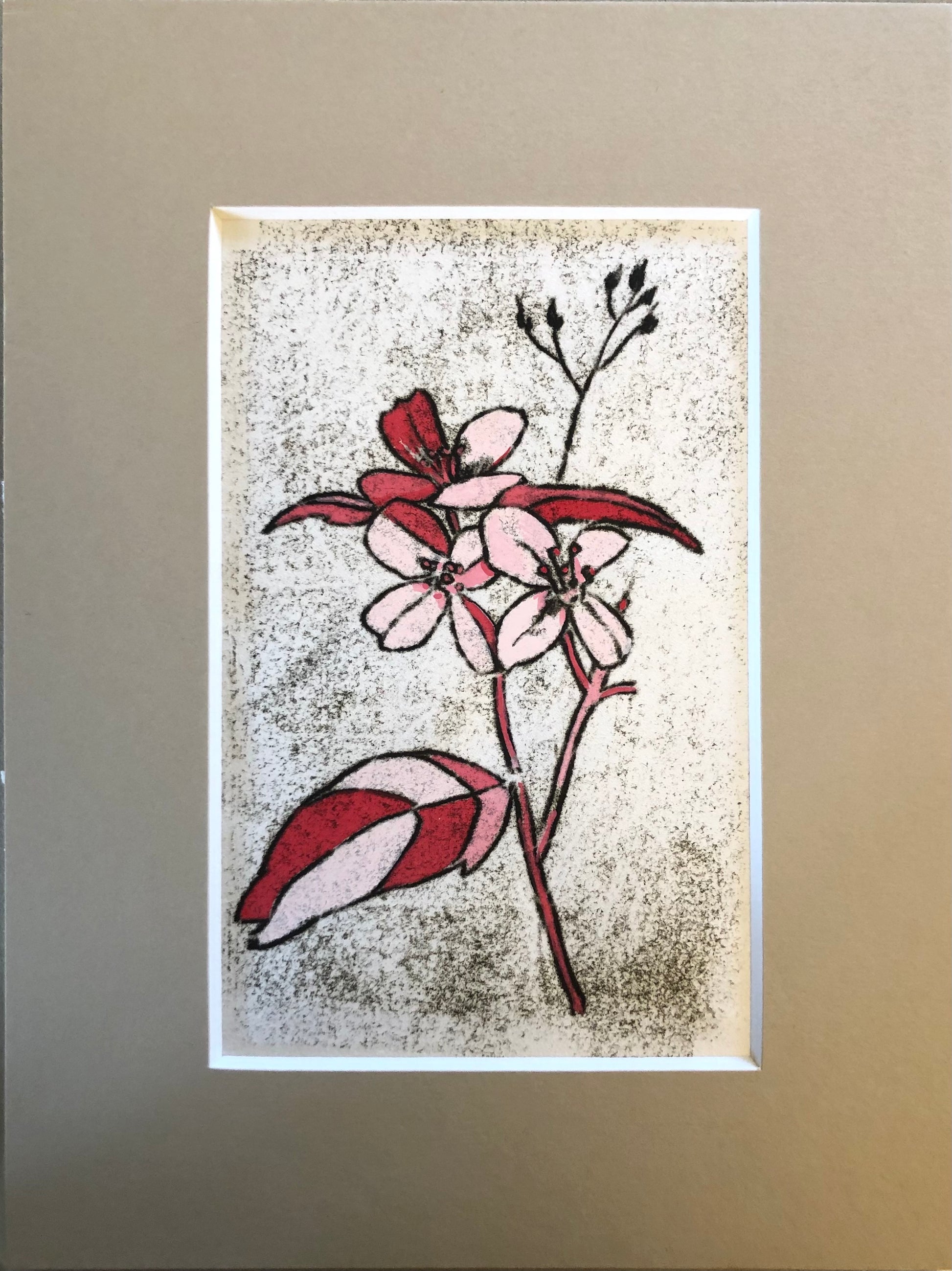 Pink and Red Floral Monoprint