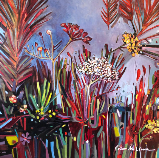 Grand Vibrant Floral Painting. Thick, Colorful Brushstrokes that burst open.