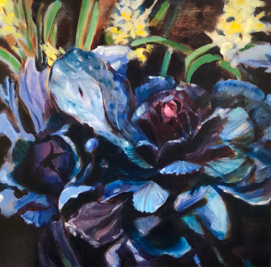 Blue Cabbage Painting- Be Still Painting